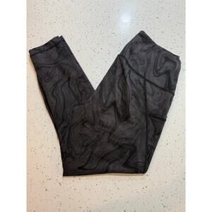ACTIVE LIFE LEGGINGS BLACK AND GRAY SWIRL X FIT POCKETS YOGA WOMENS LARGE